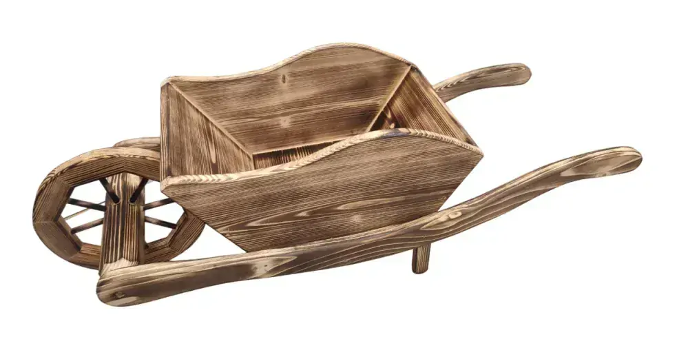 Trakař dřevěný s korbou - opalovaný, 100 cm