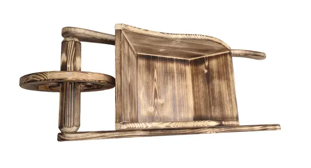 Trakař dřevěný s korbou - opalovaný, 100 cm