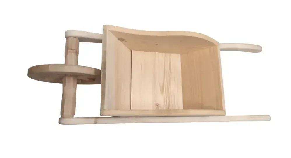 Trakař dřevěný s korbou, 100 cm